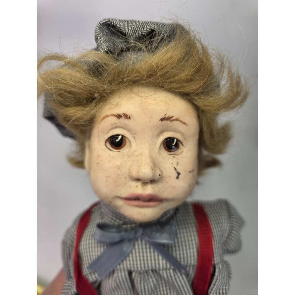 Vintage Handmade Sculpted Resin Doll Boy by Anna Moncrief‎ 22" Shelf Sitter Rare